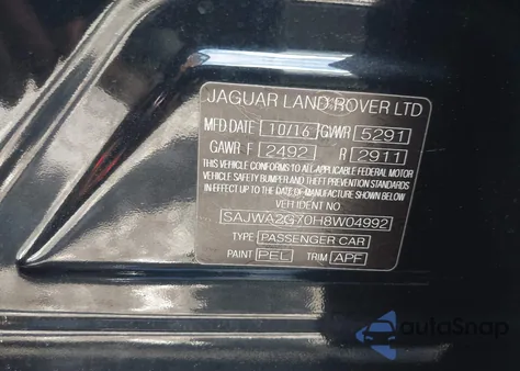 2017 Jaguar Xjl Portfolio from USA, damaged, VIN SAJWA2G70H8W04992